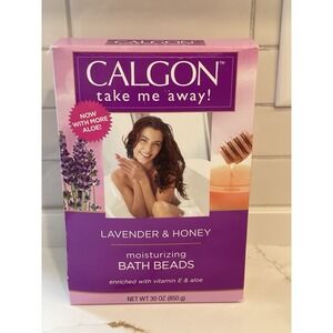 Calgon Moisturizing Bath Beads Lavender & Honey Vitamin E Aloe Scented 30 oz New